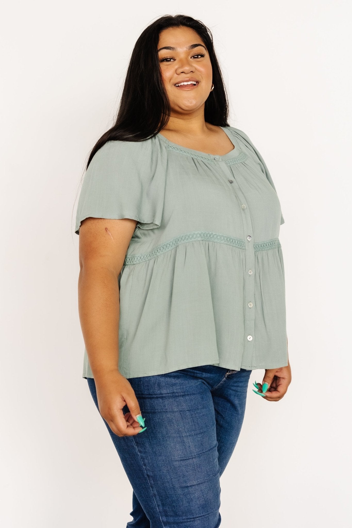 Unity Button Up Top | Sage - Baltic Born