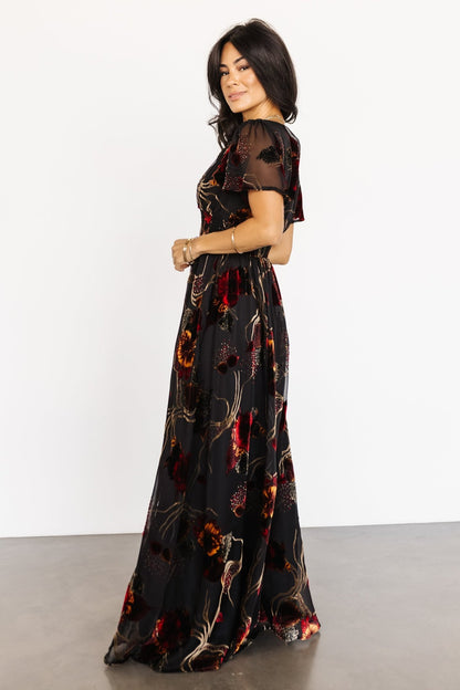 Valen Maxi Dress | Black Multi - Baltic Born