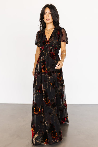 Valen Maxi Dress | Black Multi - Baltic Born