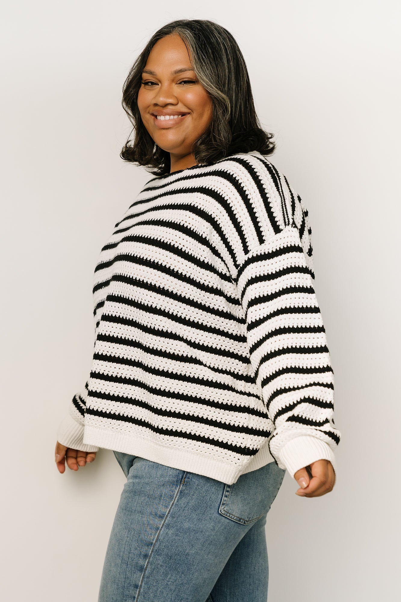 Valeria Crochet Knit Sweater | Black + Ivory - Baltic Born