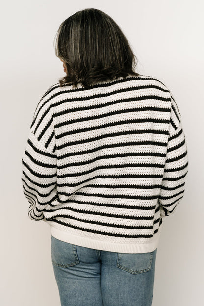 Valeria Crochet Knit Sweater | Black + Ivory - Baltic Born