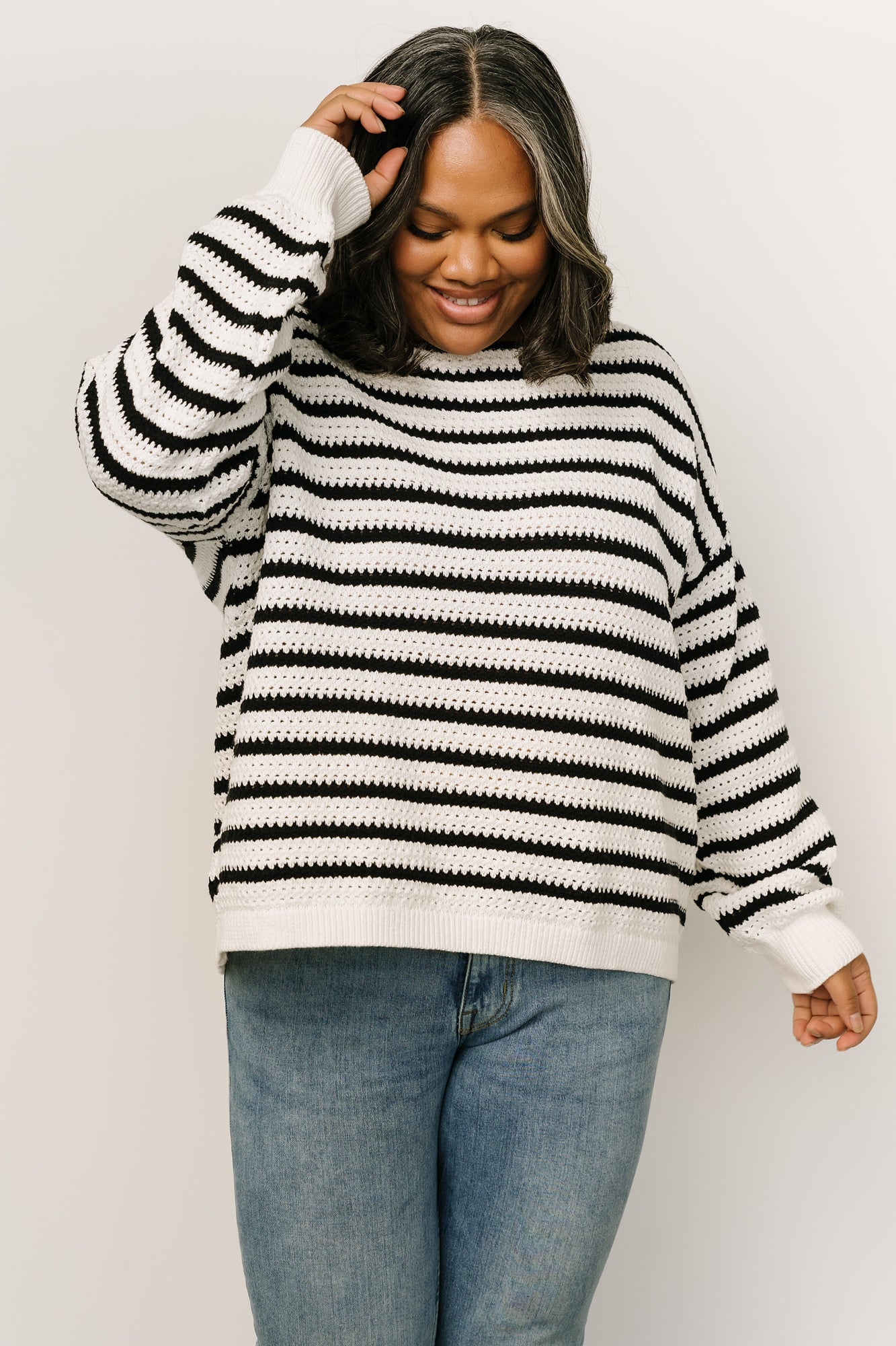 Valeria Crochet Knit Sweater | Black + Ivory - Baltic Born