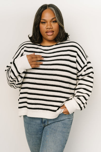 Valeria Crochet Knit Sweater | Black + Ivory - Baltic Born