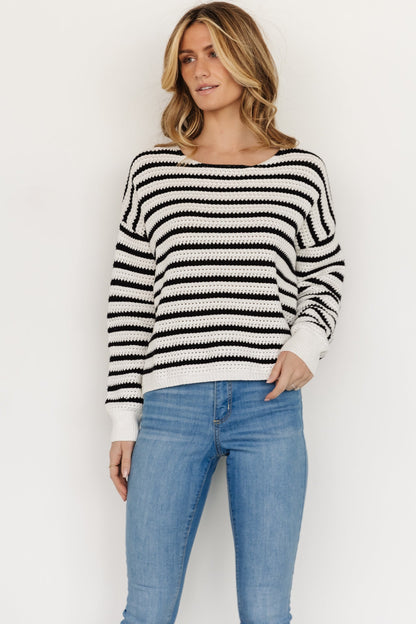 Valeria Crochet Knit Sweater | Black + Ivory - Baltic Born