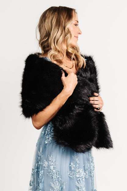 Valerie Faux Fur Shawl | Black - Baltic Born