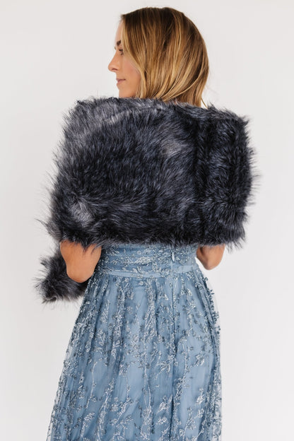 Valerie Faux Fur Shawl | Dark Gray - Baltic Born