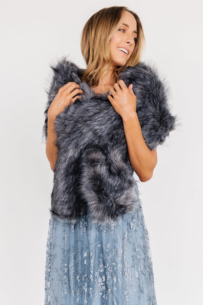 Valerie Faux Fur Shawl | Dark Gray - Baltic Born