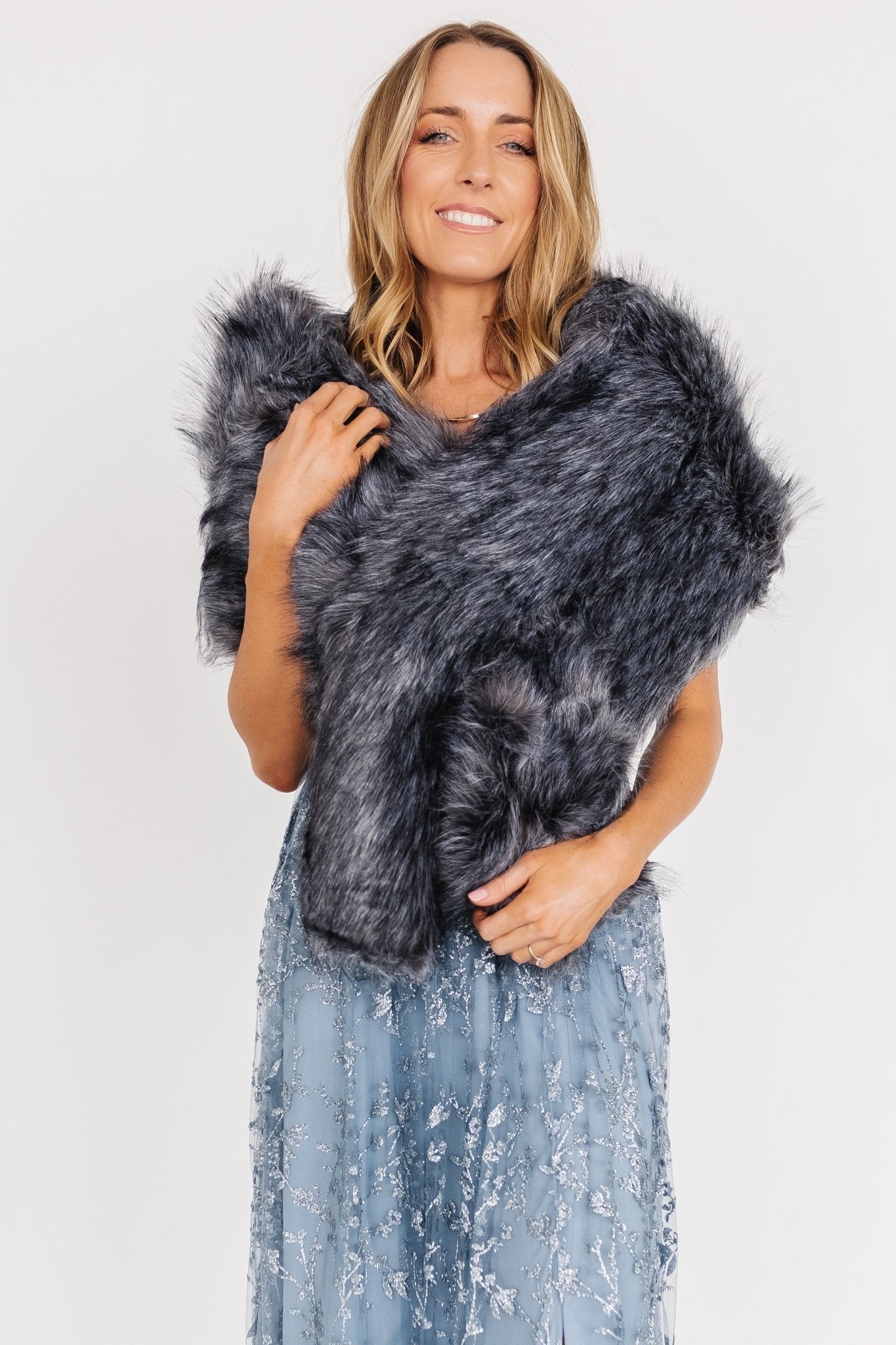 Valerie Faux Fur Shawl | Dark Gray - Baltic Born