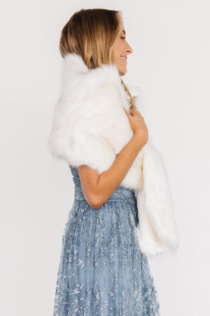 Valerie Faux Fur Shawl | Ivory - Baltic Born