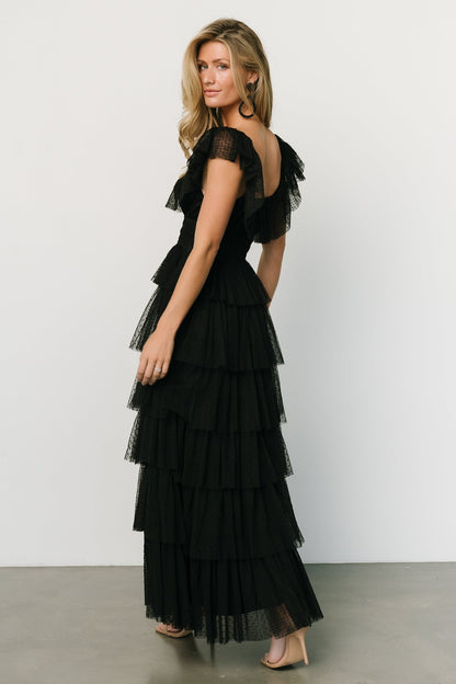 Valora Swiss Dot Tulle Maxi Dress | Black - Baltic Born