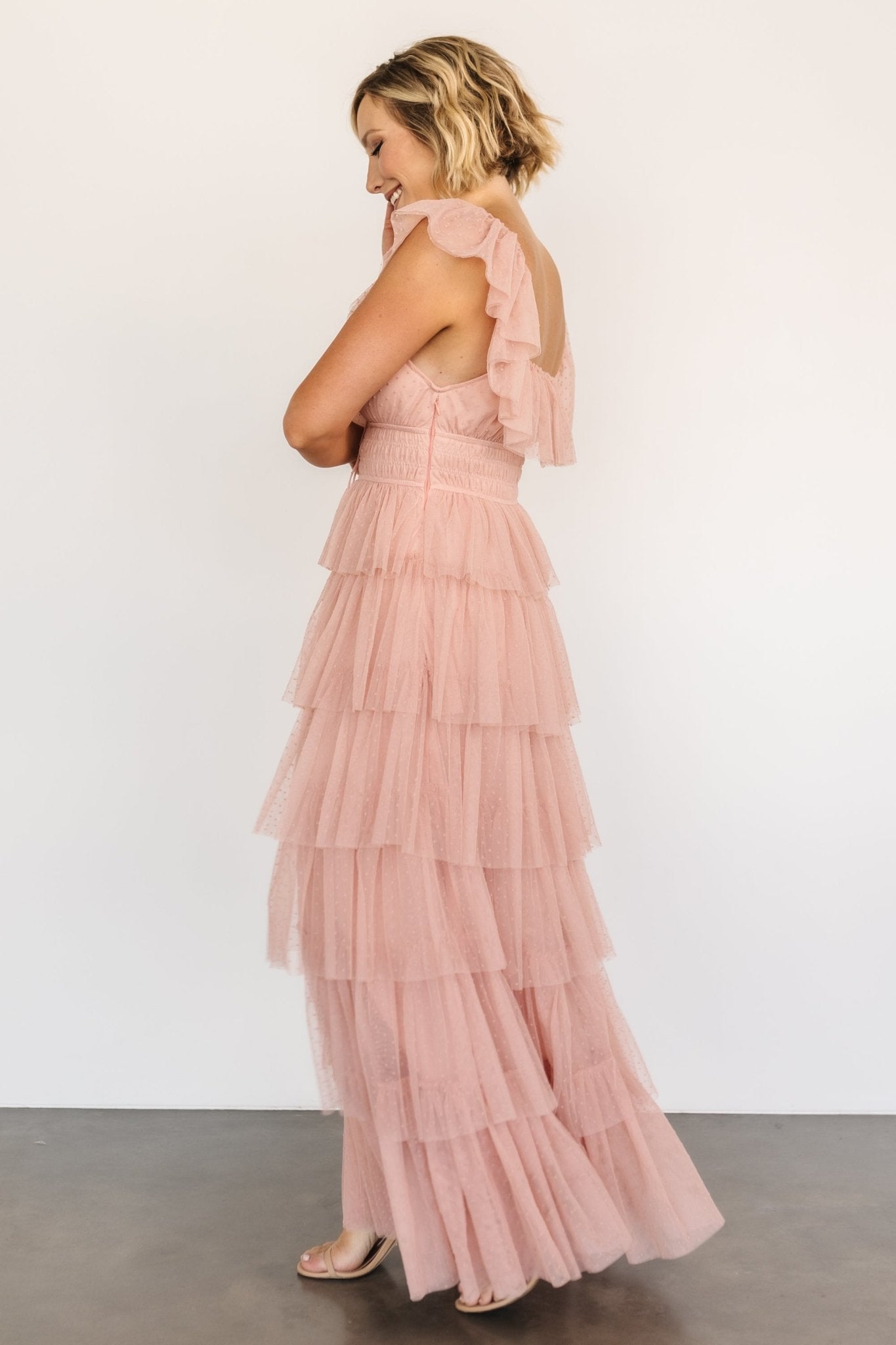 Valora Swiss Dot Tulle Maxi Dress Wine Baltic Born