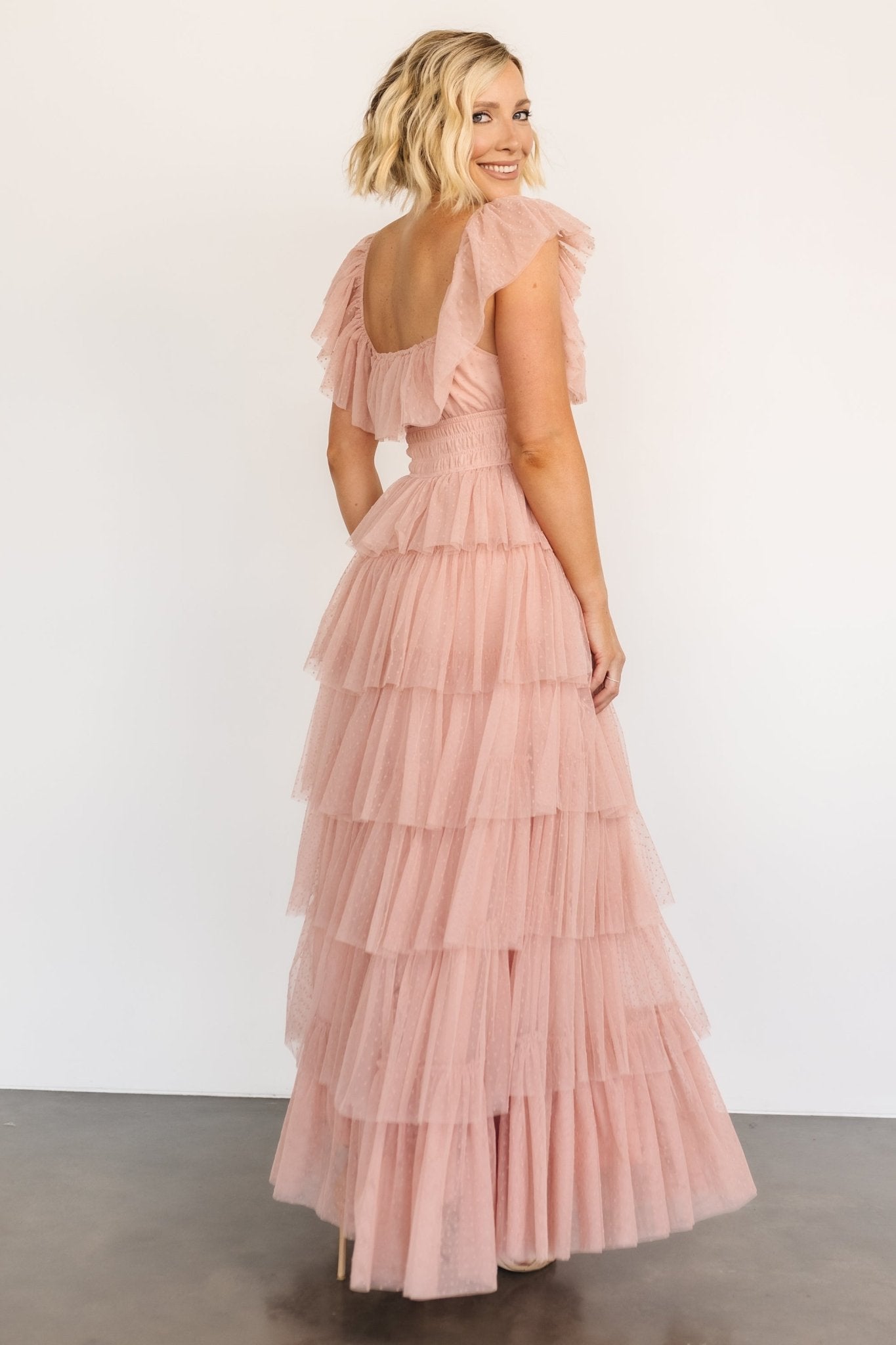 Valora Swiss Dot Tulle Maxi Dress Wine Baltic Born