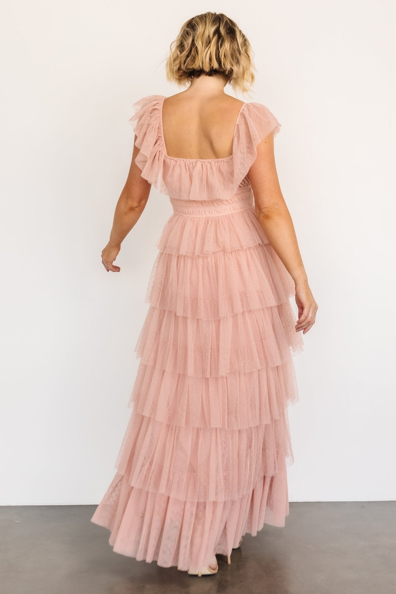 Valora Swiss Dot Tulle Maxi Dress Wine Baltic Born