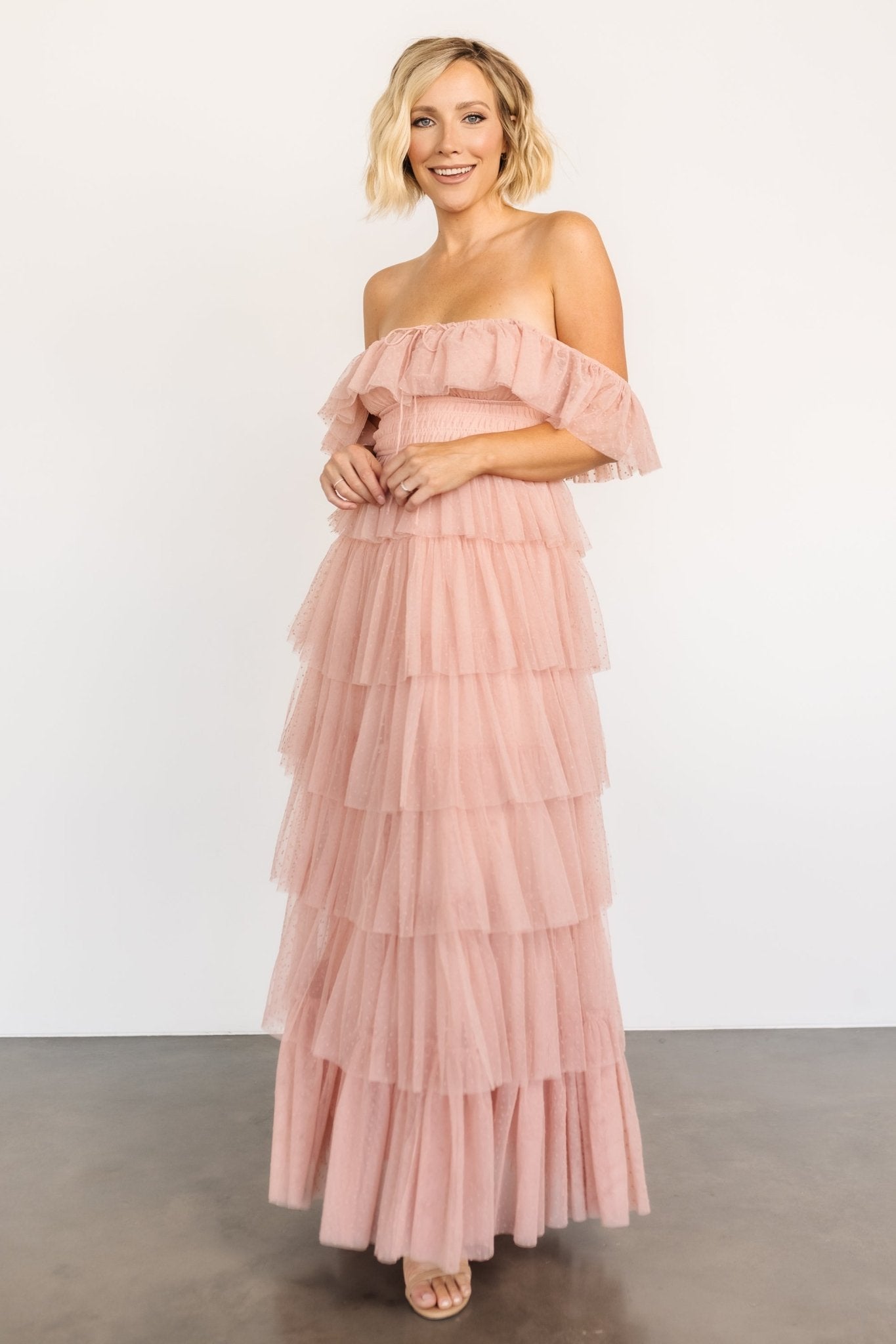 Valora Swiss Dot Tulle Maxi Dress Wine Baltic Born