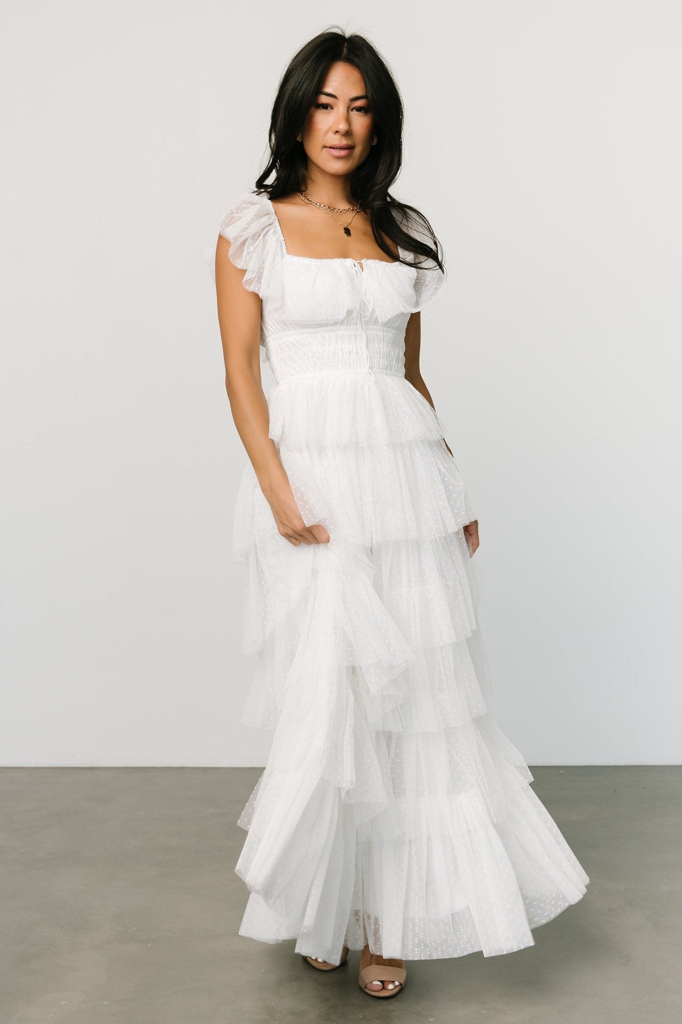 Valora Swiss Dot Tulle Maxi Dress Wine Baltic Born