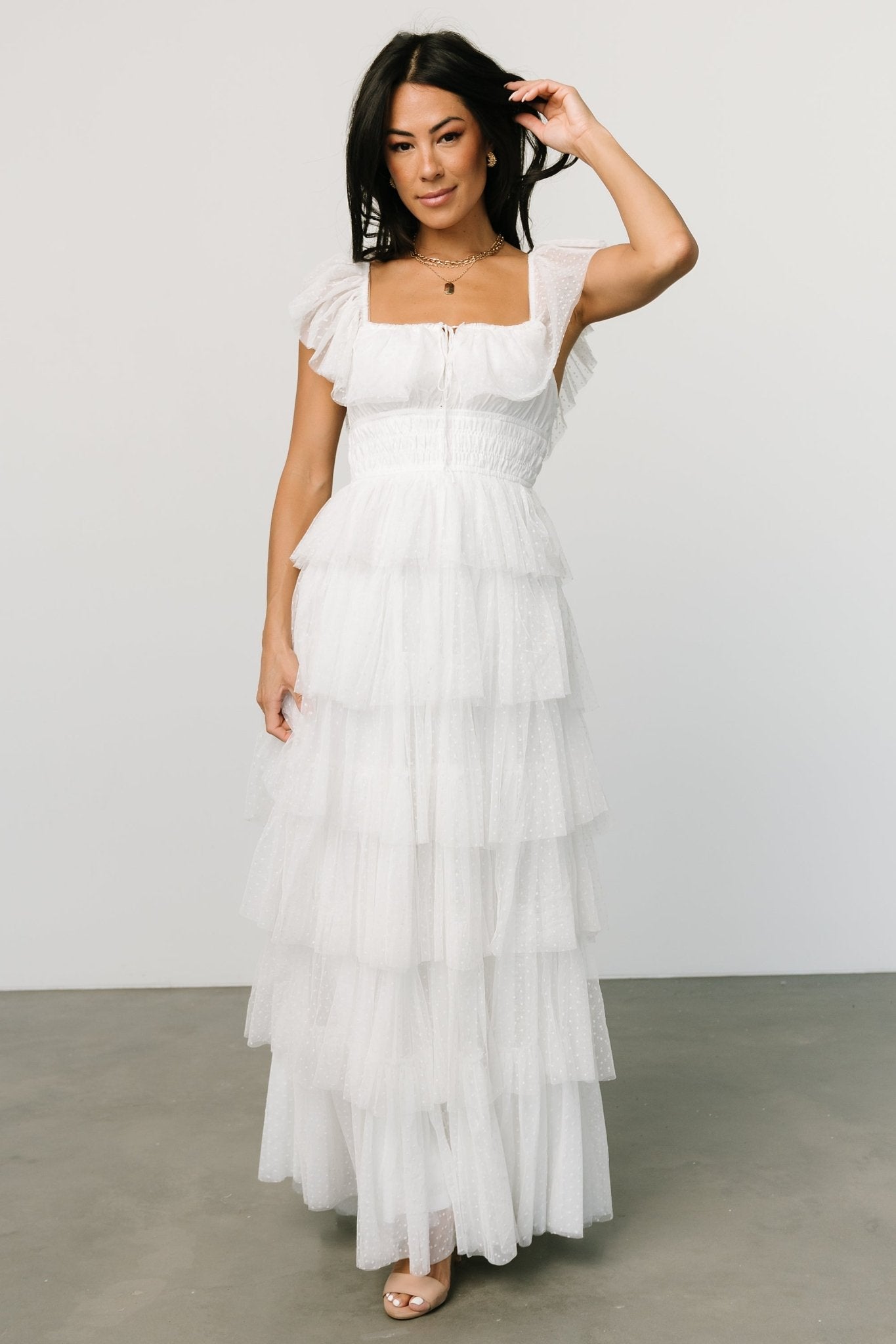 Valora Swiss Dot Tulle Maxi Dress Wine Baltic Born