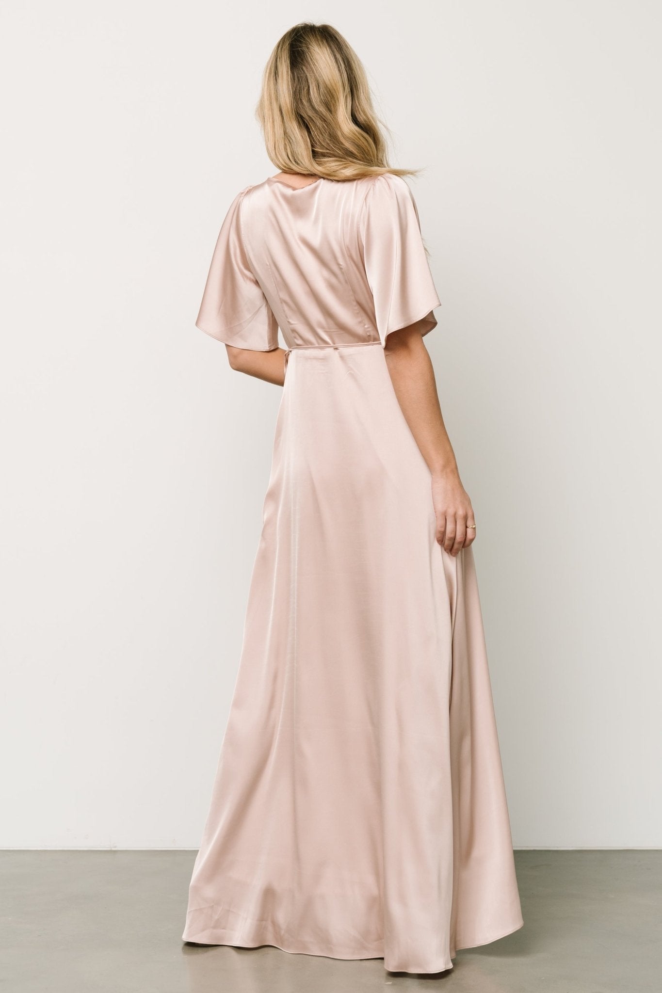 Vara Satin Maxi Wrap Dress | Champagne - Baltic Born