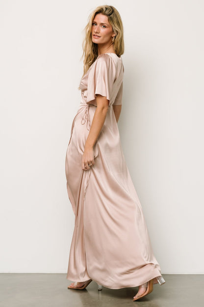 Vara Satin Maxi Wrap Dress | Champagne - Baltic Born