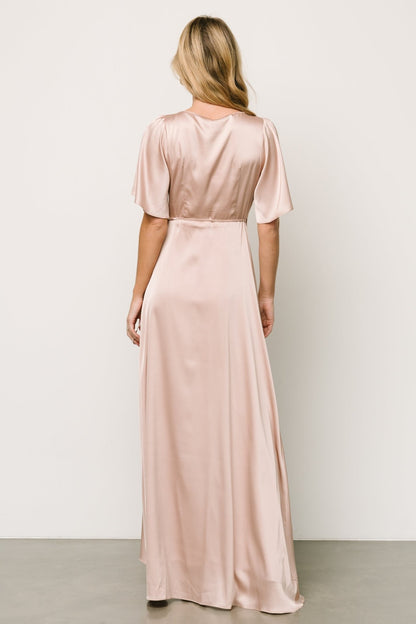 Vara Satin Maxi Wrap Dress | Champagne - Baltic Born