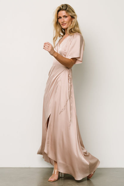 Vara Satin Maxi Wrap Dress | Champagne - Baltic Born