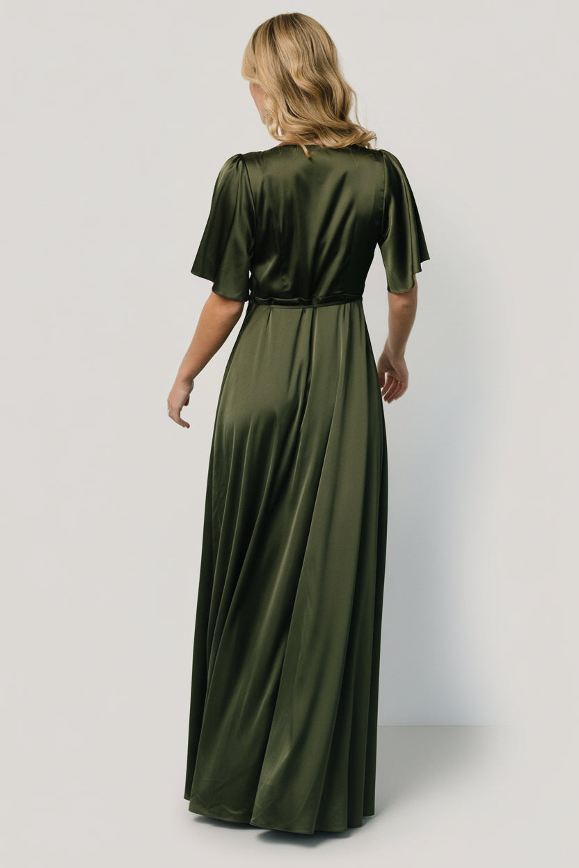 Satin Dresses Green Baltic Born Womens Vara Satin Maxi Wrap Dress | Juniper Green Satin Dresses Green Baltic Born Womens Vara Satin Maxi Wrap Dress | Juniper Green
