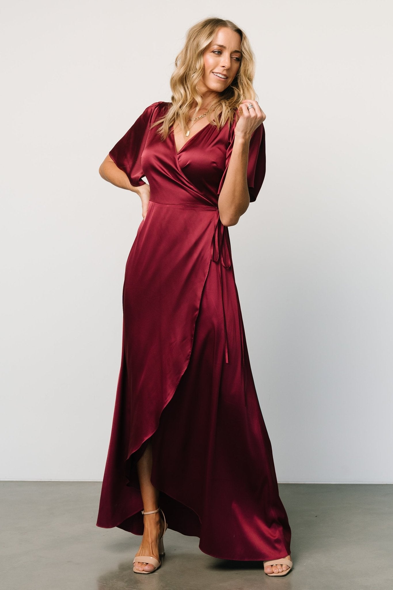 Vara Satin Maxi Wrap Dress | Mulberry - Baltic Born