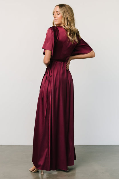 Vara Satin Maxi Wrap Dress | Mulberry - Baltic Born