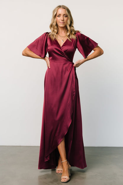 Vara Satin Maxi Wrap Dress | Mulberry - Baltic Born