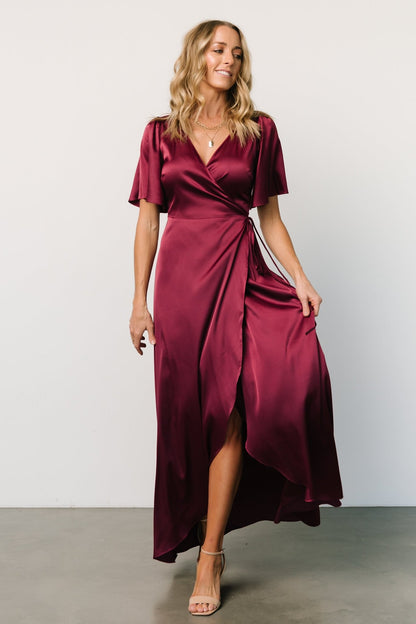 Vara Satin Maxi Wrap Dress | Mulberry - Baltic Born