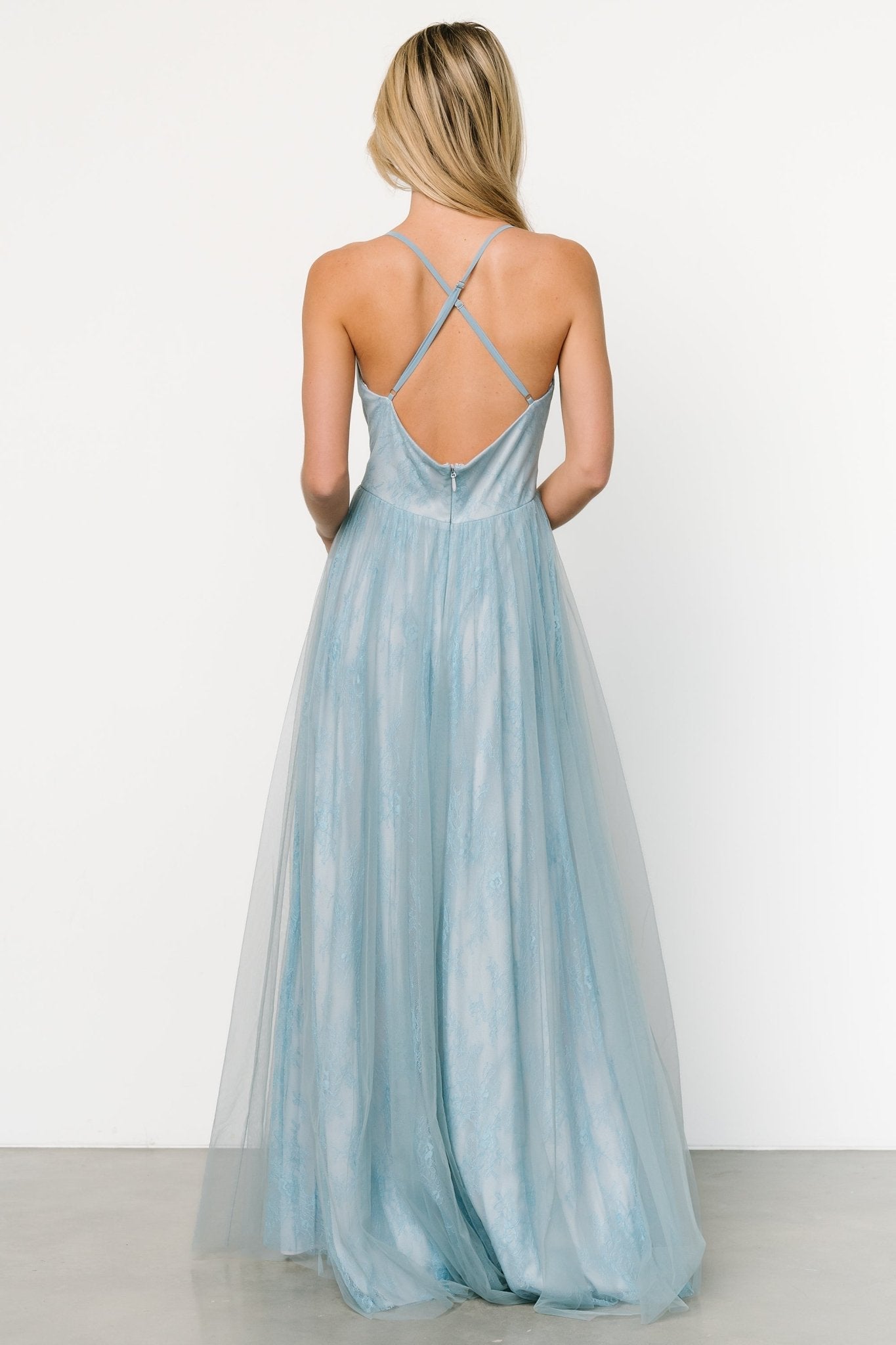 Vasia Lace Tulle Maxi Dress | Soft Blue - Baltic Born