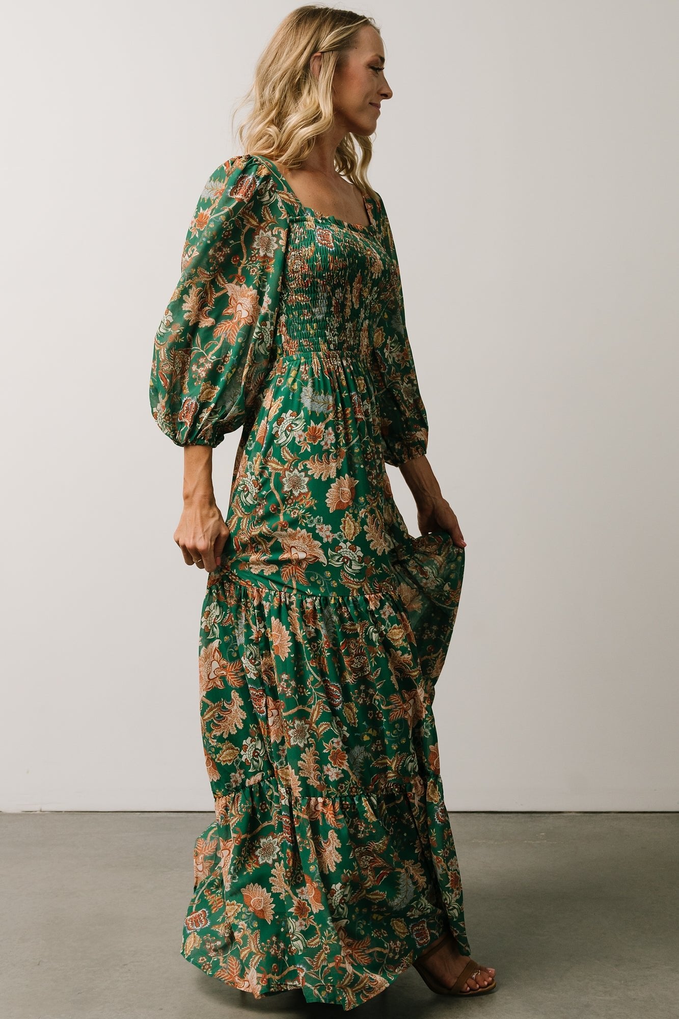 Ventura Cross Back Maxi Dress | Green Multi Print | Baltic Born