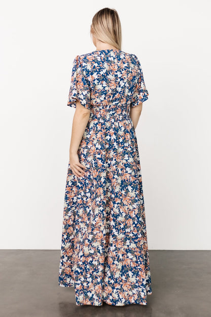 Verona Smocked Maxi Dress | Blue Floral - Baltic Born