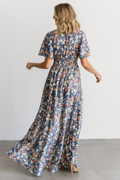 Verona Smocked Maxi Dress | Blue Floral - Baltic Born