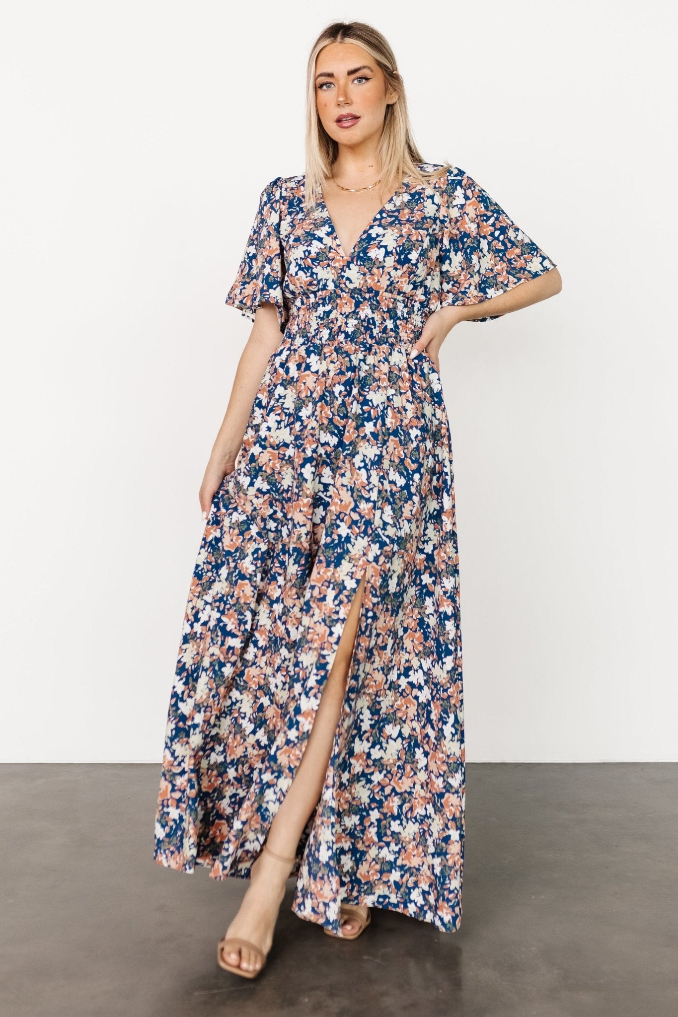 Verona Smocked Maxi Dress | Blue Floral - Baltic Born