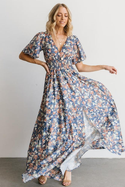 Verona Smocked Maxi Dress | Blue Floral - Baltic Born