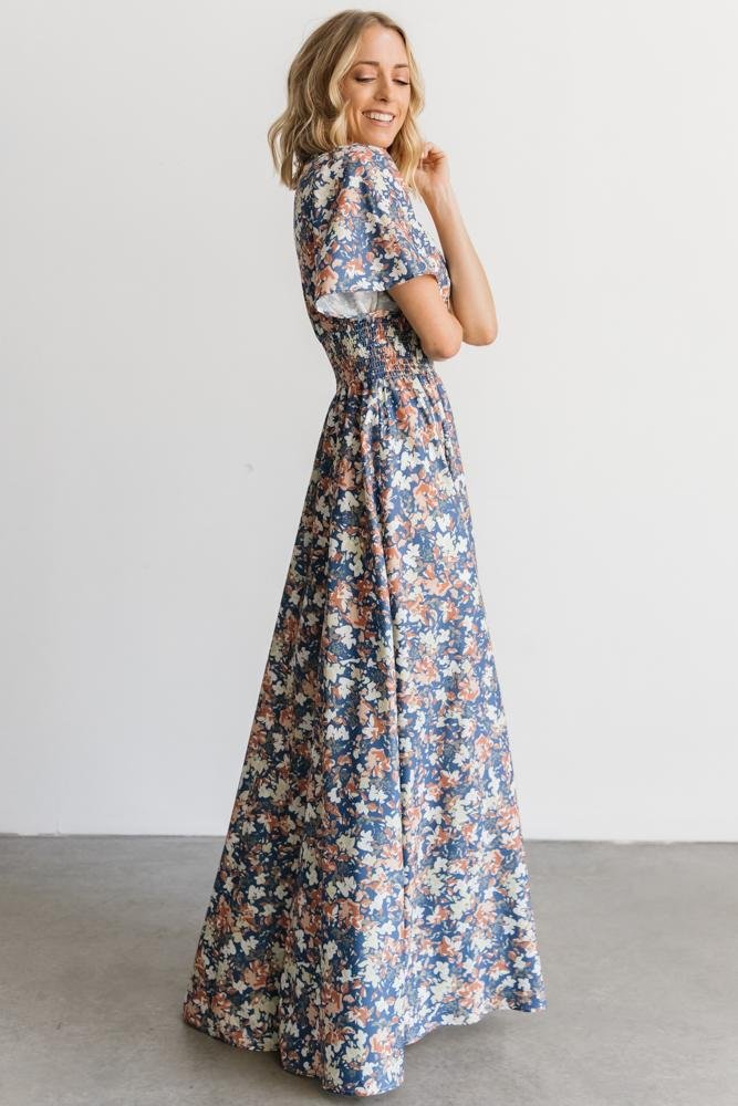 Verona Smocked Maxi Dress | Blue Floral - Baltic Born