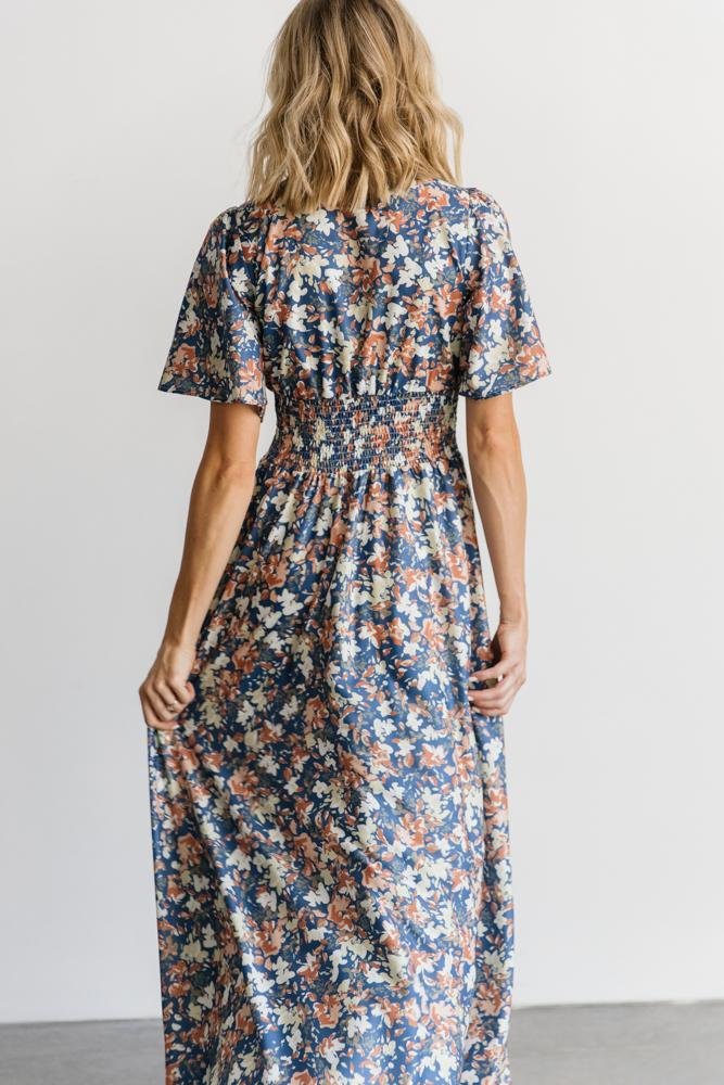 Verona Smocked Maxi Dress | Blue Floral - Baltic Born