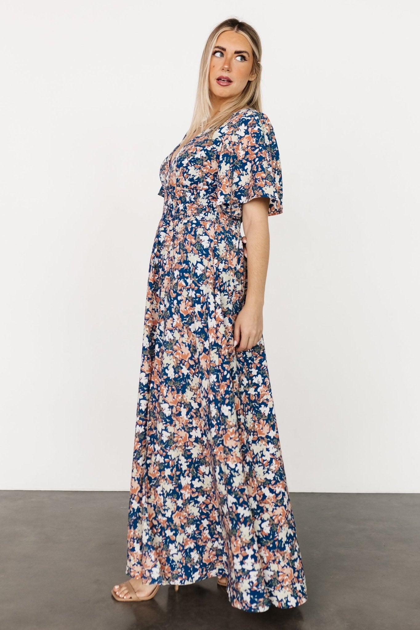 Verona Smocked Maxi Dress | Blue Floral - Baltic Born