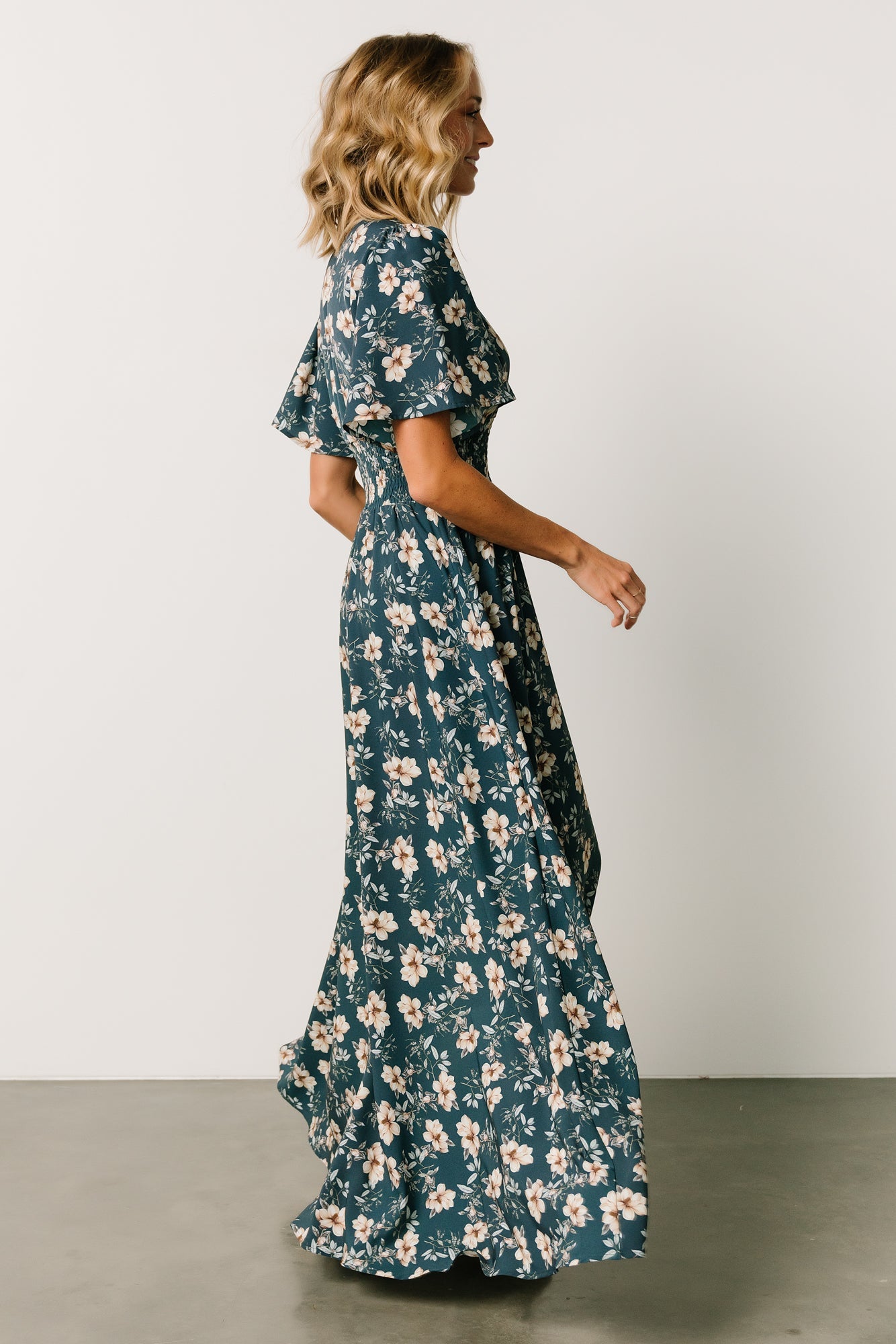 Verona Smocked Maxi Dress | Slate Blue Floral - Baltic Born