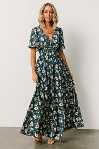 Verona Smocked Maxi Dress | Slate Floral | Baltic Born