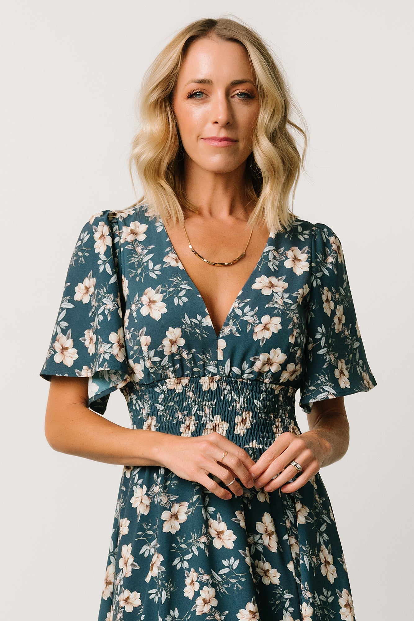 Verona Smocked Maxi Dress | Slate Blue Floral - Baltic Born