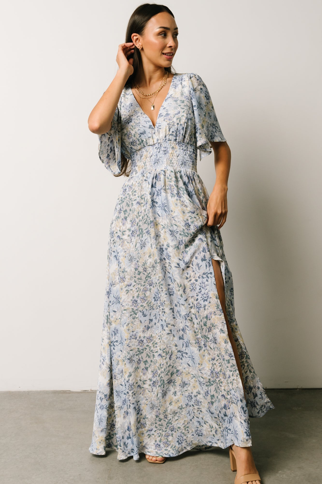 Verona Smocked Maxi Dress | Slate Floral | Baltic Born