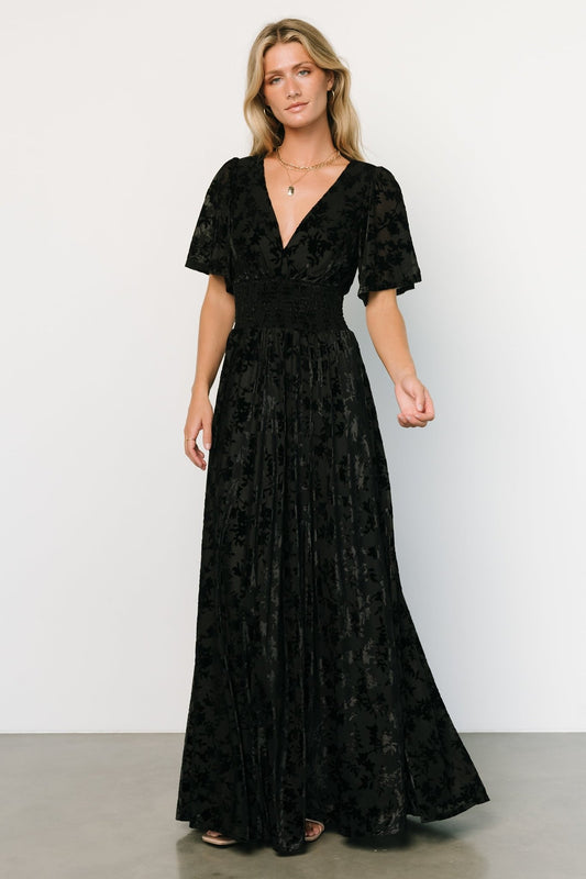 Veronica Velvet Maxi Dress | Black - Baltic Born