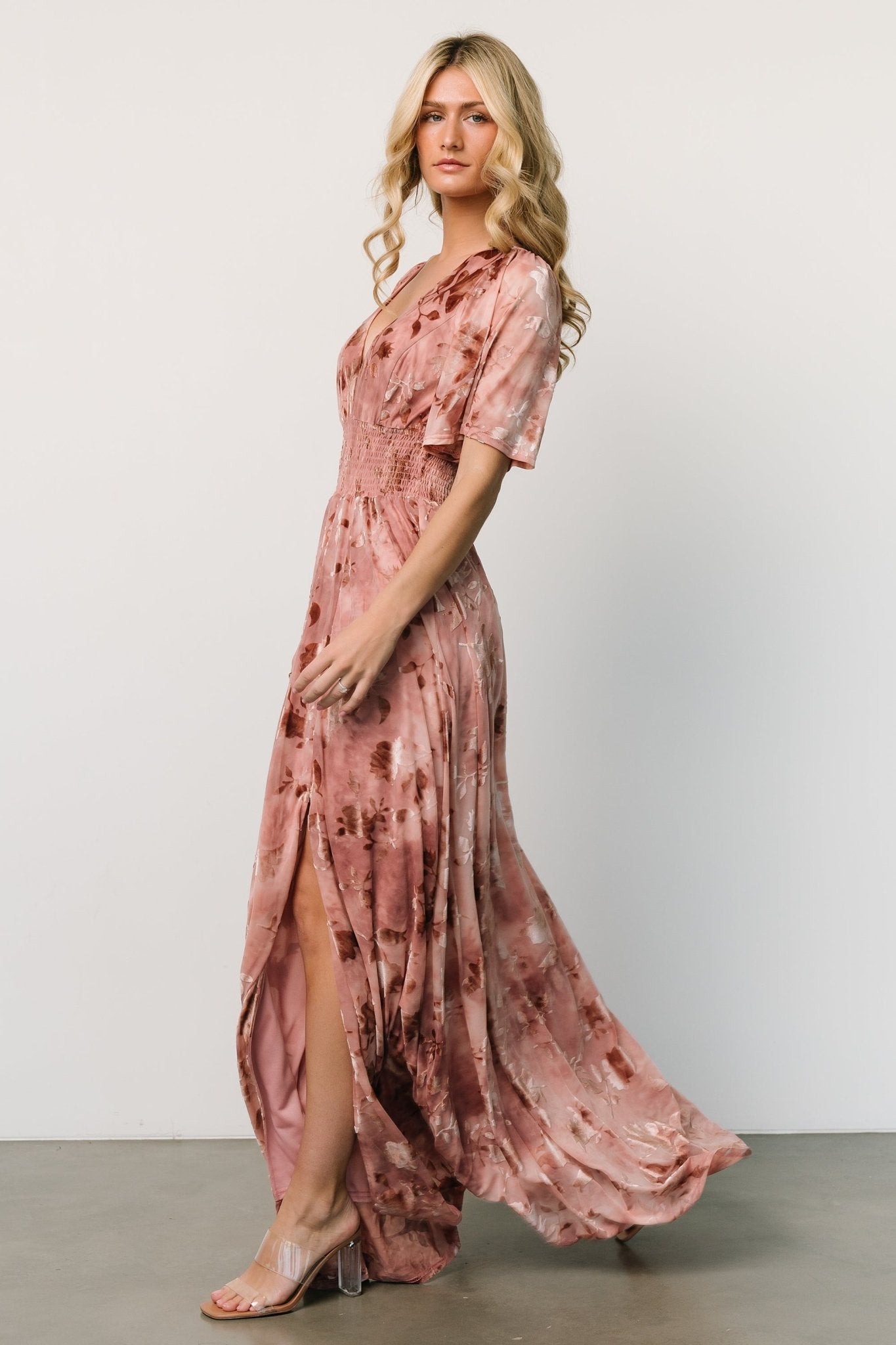 Veronica Velvet Maxi Dress | Blush - Baltic Born