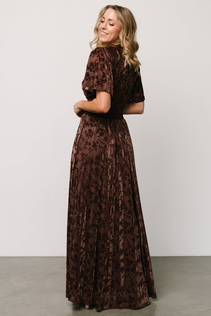 Veronica Velvet Maxi Dress | Espresso - Baltic Born