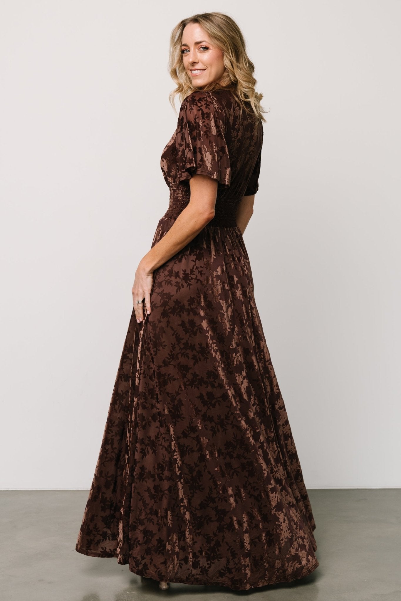 Veronica Velvet Maxi Dress | Espresso - Baltic Born