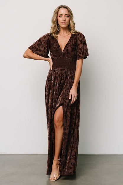 Veronica Velvet Maxi Dress | Espresso - Baltic Born