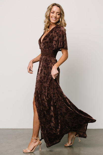 Veronica Velvet Maxi Dress | Espresso - Baltic Born