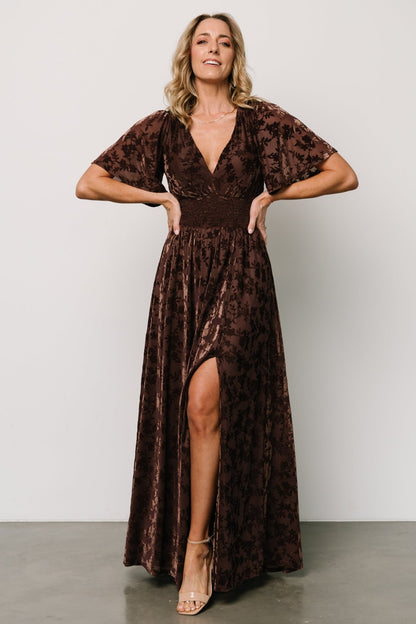 Veronica Velvet Maxi Dress | Espresso - Baltic Born