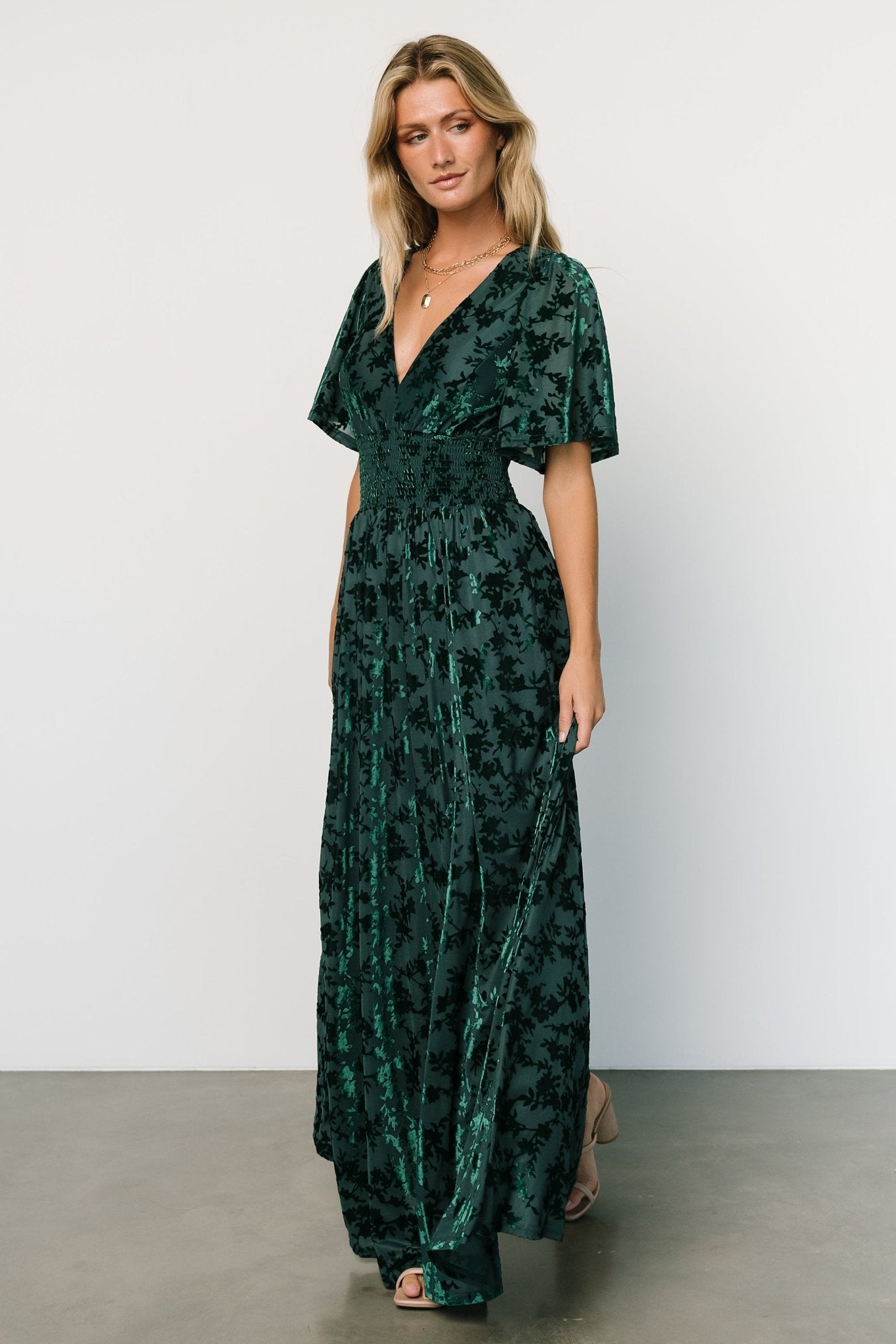 Veronica Velvet Maxi Dress | Green - Baltic Born